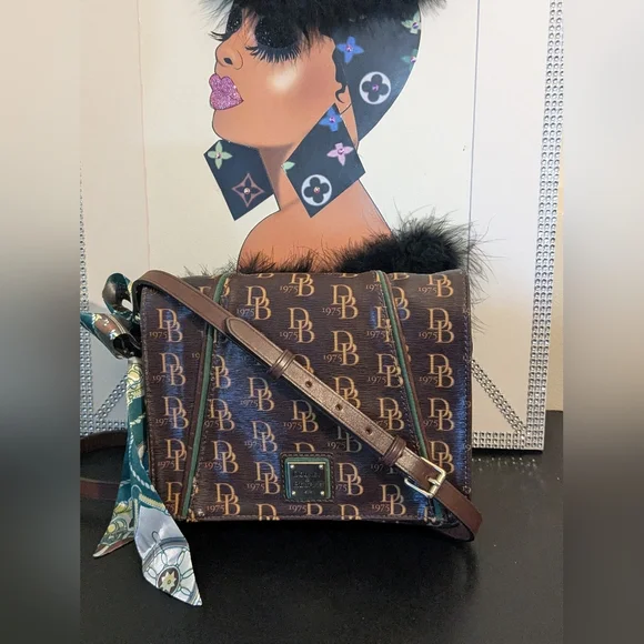 Dooney & Bourke Grace Signature DB Brown Crossbody Bag - Picture 4 of 17